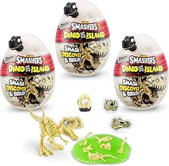 Smashers Dino Island Nano Egg (3 Pack), Collectible Toy, Explorer's Kit, Dinosaur Slime, Includes 3 Surprise Toys, Ages 3+