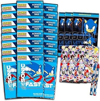 SONIC THE HEDGEHOG Birthday Party Favors Set - Bundle with 24 Play Packs | Mini Coloring Books, Stickers, and More for Goodie Bags ( Party Supplies)
