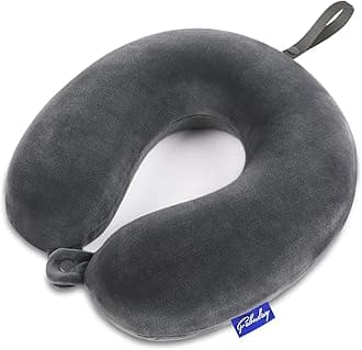 FabudayFabuday Travel Pillow Memory Foam, Head Neck Support Pillow for Airplane, Car, Office, with Attachable Snap Strap Soft Washable Cover, Provide Head Neck Support Rest, Dark Gray