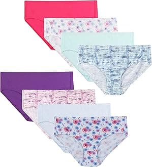 Girls' Organic Underwear, Brief & Hipster, Toddler & Girl Sizes, Pure Comfort Organic 100% Cotton Panties, 8-pack