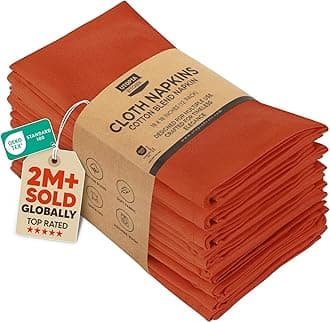 Utopia Kitchen Cloth Napkins [12 Pack] 46x46cm, Cotton Blend Washable and Reusable Table Dinner Napkins for Hotel, Lunch, Restaurant, Weddings, Event and Parties (Orange)