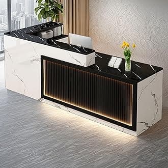 L Shaped Reception Desk, Solid Wood Front Desk with Counter & Lockable Drawers, Retail Checkout Customer Service Counter for Home Office Lobby Store,(A,63in-Right)