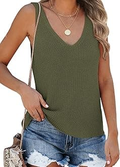 Tutorutor Womens Summer Sleeveless V Neck Sweater Vest Fall Knitted Loose Cami Tank Tops