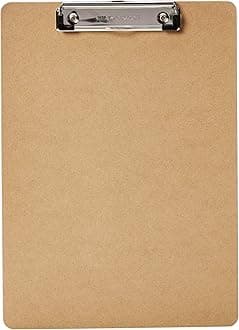 Hardboard Office Clipboard, Letter Size, 9" x 12.5", Brown, 12-Pack