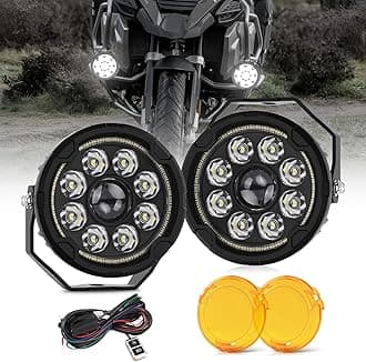 BraveWAY [Strobe] Motorcycle Auxiliary Lights with DRL 4.5" LED Fog Lights Spotlight + White Flood Light for ADV Adventure Touring Motorcycle ATV UTV LED Bar 2