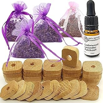 Moth Repellent for Wardrobes Anti Moths Cedarwood Rings Lavender & Patchouli Bags Premium Oil 100% Natural (Medium L)