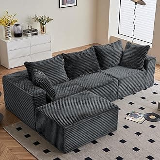 274cm Modular Sectional Sofa - Oversized L-shaped Corner Couch with Memory Foam Seating & Detachable Backrest for Living Room Bedroom, No Assembly Required, Grey