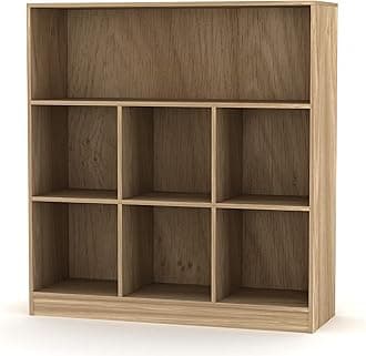 Oak 7 Cube Wooden Bookcase Storage Unit (Wide), (WIA24)