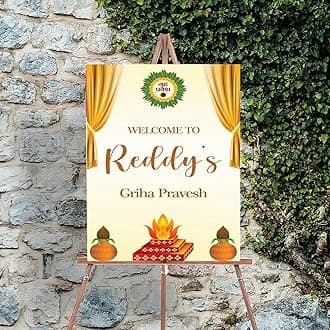 Theme My Party Customised House Warming Signage I Customised House Warming Welcome Sign Board I House Warming Ceremony Welcome Sign Decoration
