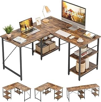 L Shaped Desk with Shelves