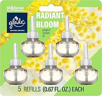 Glade PlugIns Scented Oil Air Freshener, Radiant Bloom Limited Edition, 3.35 oz Total, 5 Refills