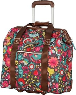 Lily Bloom Designer Under The Seat Tote Cabin Luggage Collection - 15 Inch Patterned Carry on Bag for Women - Lightweight Suitcase with 2 Rolling Wheels