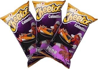 Sabritas Authentic Mexican Chips Large Bag Fresh Mexican Snacks-Cheetos Bolita, Torciditos, Colmillos, Flaming Hot, Crujitos, Churrumais, Ruffles, Rancheritos, Doritos 3-Pack (Cheetos Colmillos)
