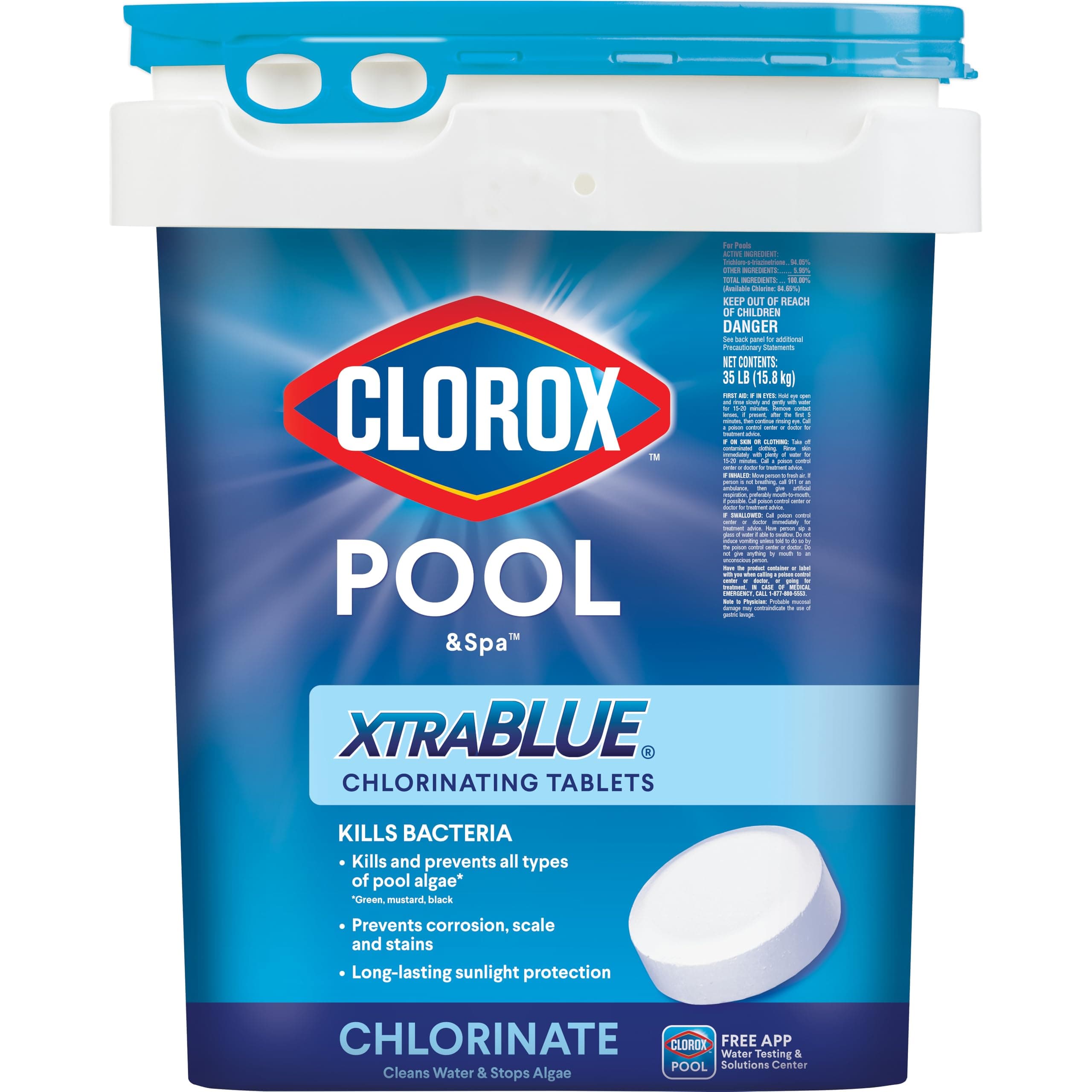 XTRABLUE 3” Chlorinating Tablets, Individually Wrapped, Kills Bacteria & Stops Algae (35 LB)