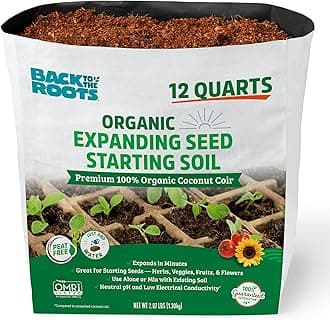 Back to The Roots Organic Seed Starting, Compressed Block expands to 12 Quarts, Made for Herbs, Veggies, Flowers