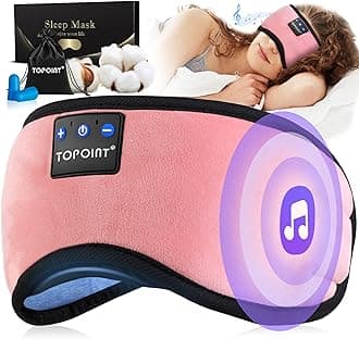 Sleep Mask Headphones Bluetooth 5.2 Wireless, Blackout Eye Mask for Women Men Sleeping Travel Meditation Gifts Cool Gadgets with Speakers Music,Microphone, Noise Canceling Ear Plugs, USB C