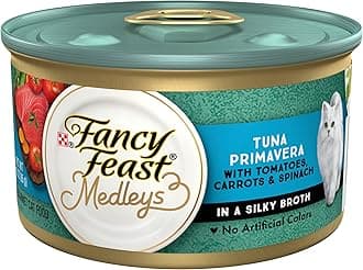 Purina Fancy Feast Wet Cat Food, Medleys Tuna Primavera With Tomatoes, Carrots and Spinach in a Silky Broth - (Pack of 24) 3 oz. Cans