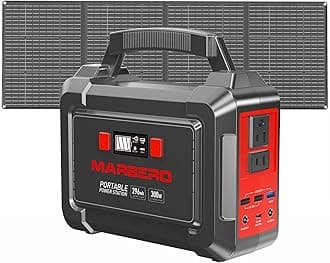 MARBERO Solar Generator 296Wh Portable Power Station with Solar Panel 60W Included Solar Power Bank with AC Outlets 300W Pure Sine Wave with Foldable Solar Panel Set for Camping Home Outd