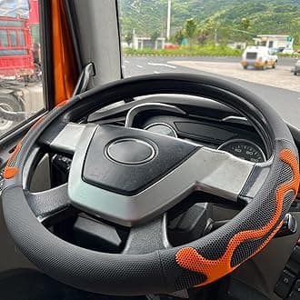 PINCTROT XL Size 17.5-18 Inch Comfy Grip Steering Wheel Cover for Semi Truck, Fits RV, Big Rig Trucker, 18 Wheeler and Classic Cars, Anti-Slip Design 17.5-18 Inch(Silicone Orange)