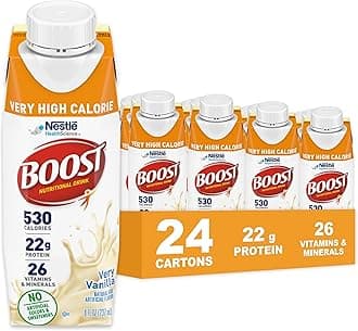 - Boost Very High Calorie Vanilla Nutritional Drink – 22g Protein, 530 Nutrient Rich Calories, 8 Fl Oz (Pack of 24)