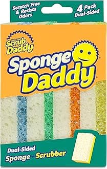 Scrub DaddySponge Daddy - Scratch-Free Multipurpose Dish Sponge - BPA Free & Made with Polymer Foam - Stain & Odor Resistant Kitchen Sponge (4 Count)