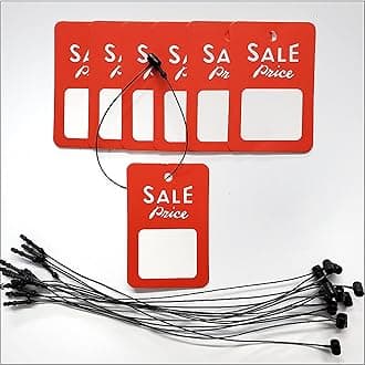 "Sale Price" Large Printed Garment Price Paper Tag Labels (1000 Pcs with Black Loop Pins)