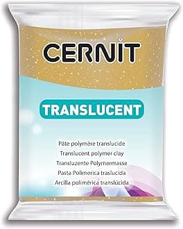 Cernit Polymer Clay - Translucent Series - 56 Grams Block - Made in Belgium (Glitter Gold)