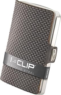 I-CLIP Stainless Steel with interchangeable Moneyclip - Slim Wallet - Leather Wallet - Premium Wallet - Stainless Steel Cardholder