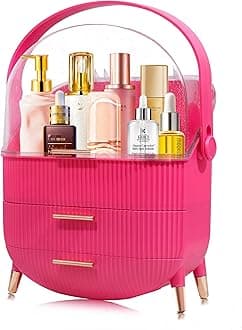 Sponsored Ad - MASSY Egg Shape(Oval) Makeup Storage Box, Countertop Portable Vanity Cosmetics Organizer Preppy