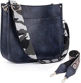 Crossbody Bags for Women Trendy Vegan Leather Hobo Handbags With 2PCS Adjustable Guitar Strap Shoulder Bucket Bags