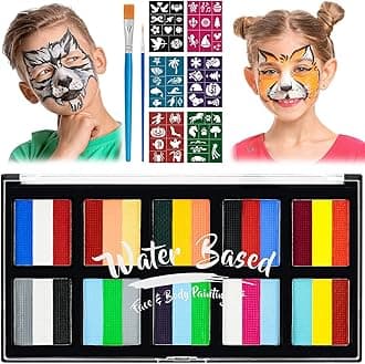 LOPHE Face Paint Kit, 30 Colors Rainbow Body Paint for Kids Adults, Safe & No...