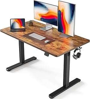FEZIBO Electric Standing Desk, 48 x 24 Inches Height Adjustable Stand up Desk, Sit Stand Home Office Desk, Computer Workstation, Vintage Brown