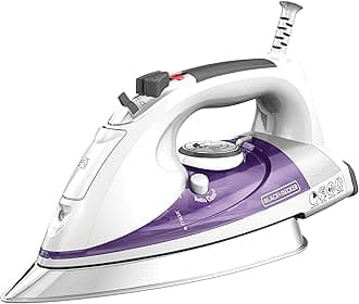 Black & Decker Professional Steam Iron with Extra Large Soleplate, Purple, IR1350S, 13.2" x 16.3" x 7"