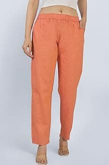 Women's Cotton Linen Pants, Regular Fit, Fully Elasticated, 2 Side Pockets