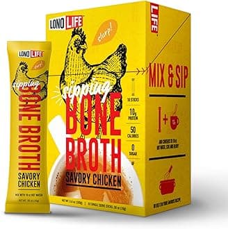 LonoLife Chicken Bone Broth Sticks: 10G Protein, Keto Friend, 10 Portable Servings