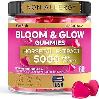 Horsetail Extract, Biotin & Collagen Beauty Gummies - Hair Skin & Nails Vitamins for Women - Hair Growth Vitamin with Saw Palmetto, D3, Zinc & Fo-Ti - Vegan Supplements for Kids & Adults - Made in USA
