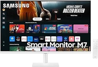 32-Inch M7 (M70D) Series 4K UHD Smart Monitor with Streaming TV, Speakers, HDR10, USB-C, Multiple Ports, Gaming Hub, SolarCell Remote, Vision Accessibility Tools, LS32DM703UNXZA, 2024, White