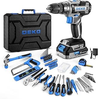 - Blue Drill Tool Kit Set: 20V Cordless Power Drill Tool Box with Battery Electric Drill Driver for Men Home Hand Repair Basic Toolbox Tools Sets Drills Case