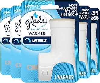 Glade SC Johnson PlugIns Air Freshener Warmer, Scented and Essential Oils for Home and Bathroom, Up to 50 Days on Low Setting, 5 Count