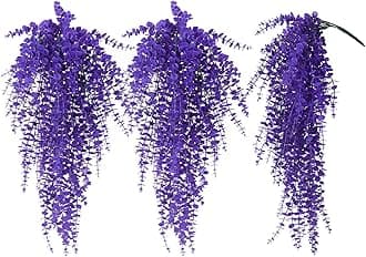 RECUTMS Artificial Hanging Plants Fake Plants Greenery Vines Aritificial Plants Eucalyptus Purple Leaves Hanging Vines Plant Colorful Outdoor Faux Vines Wall Decoration(Pure Purple)