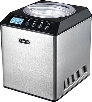 Whynter Ice Cream Maker Machine Automatic 2.1 Qt. Upright with Built-In Compressor, LCD Digital Display & Timer, No Pre-Freezing, ICM-201SB, Stainless Steel