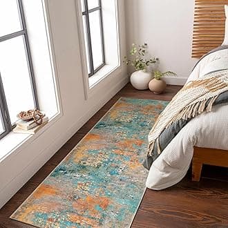 Lahome Modern Abstract Runner Rug - 2x7 Washable Hallway Rug Colorful Kitchen Carpet with Rubber Backing, Contemporary Soft Non Slip Indoor Floor Accent Mat for Bedroom Laundry Room Bathroom RV