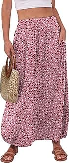 ANRABESS Women's Maxi Skirt Summer Trendy High Waisted Boho Flowy Long Skirts 2026 Spring Fashion Beach Vacation Clothes