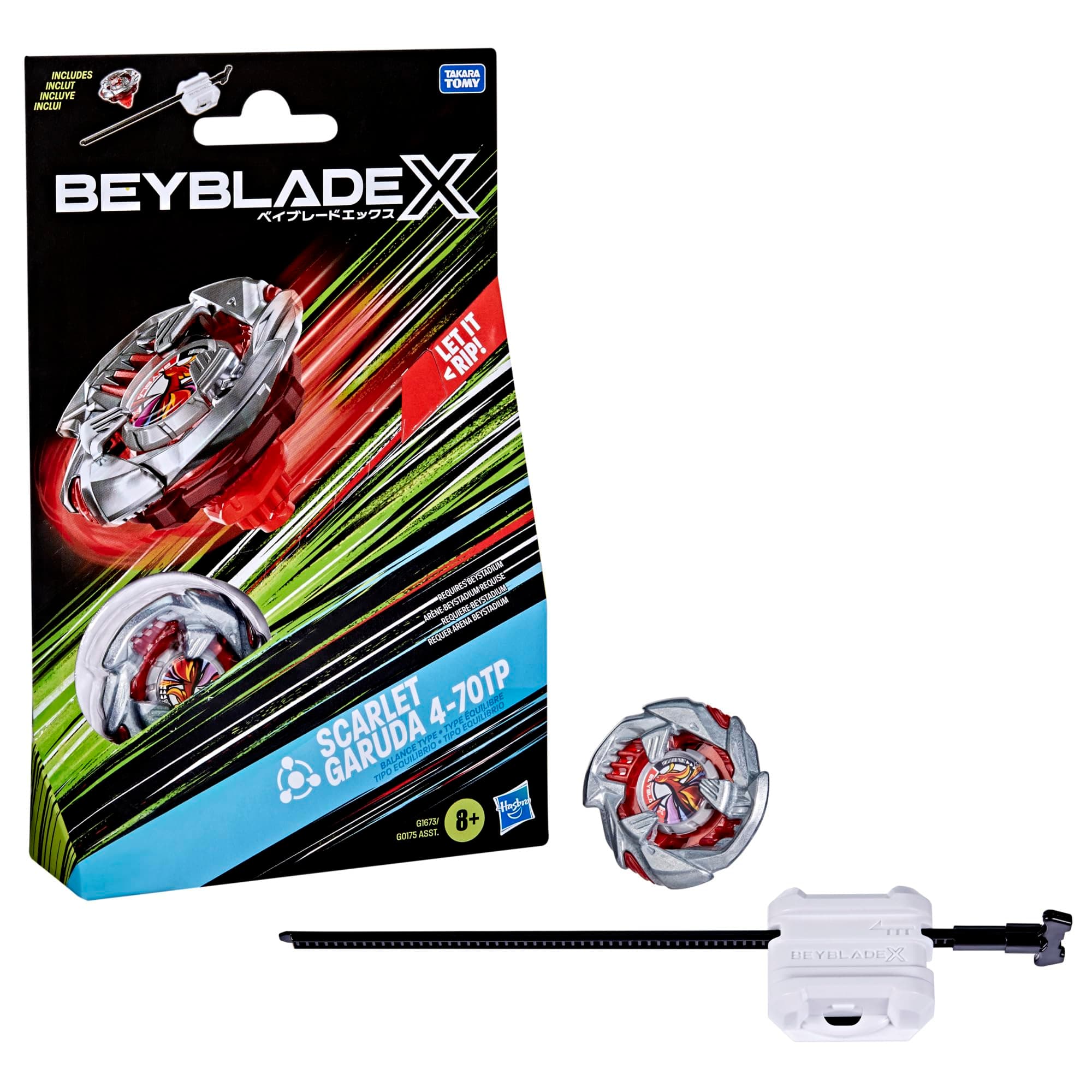 Beyblade X Scarlet Garuda 4-70TP BX Starter Pack Set with Balance Type Top and Launcher, Authentic Takara Tomy Battle Tops Games, Toys for Boys and Girls 8+