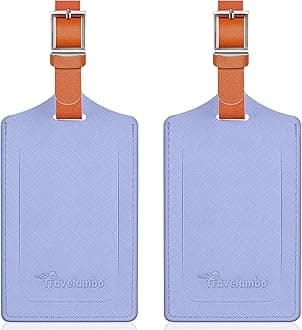 Travelambo Luggage Tags for Suitcases Faux Leather Privacy Protection 2 Pack Bag Tags Travel Accessories Essential, Cross Purple