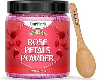 Pure & Natural Rose Petal Powder for Skin & Hair with Wooden Spoon - 200g | 7 Oz
