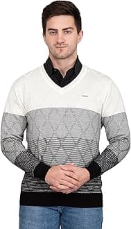 GODFREY Thin and Warm V Neck Pullover Woolen Sweater for Men