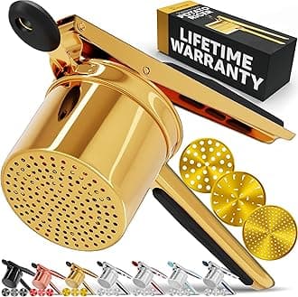 Priority Chef Potato Ricer 3 Disc, Gold Steel and Black Silicone, GM-PC-RICER3-GLD