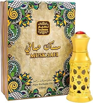 NASEEM Musk Safi Perfume Oil, Pure Musk Scent, Alcohol Free, 6mL