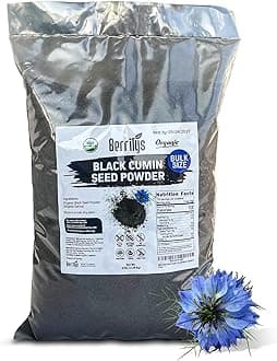 Black Cumin Seeds Powder, Organic, Berrilys, Ground, Also Known As Nigella Sativa, Kalonji, Black Cumin Seed Flour, Great for Baking and Bread Making, Spicy Flavor, Healthy & Versatile Ingredient, 5LB
